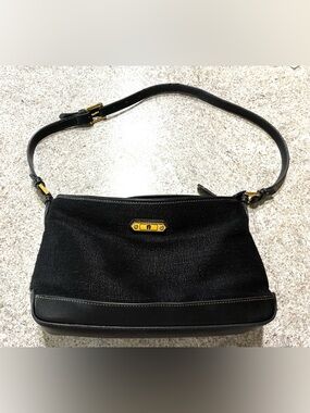 Black Aigner Shoulder Bag with Gold Signature Accent and lining EUC